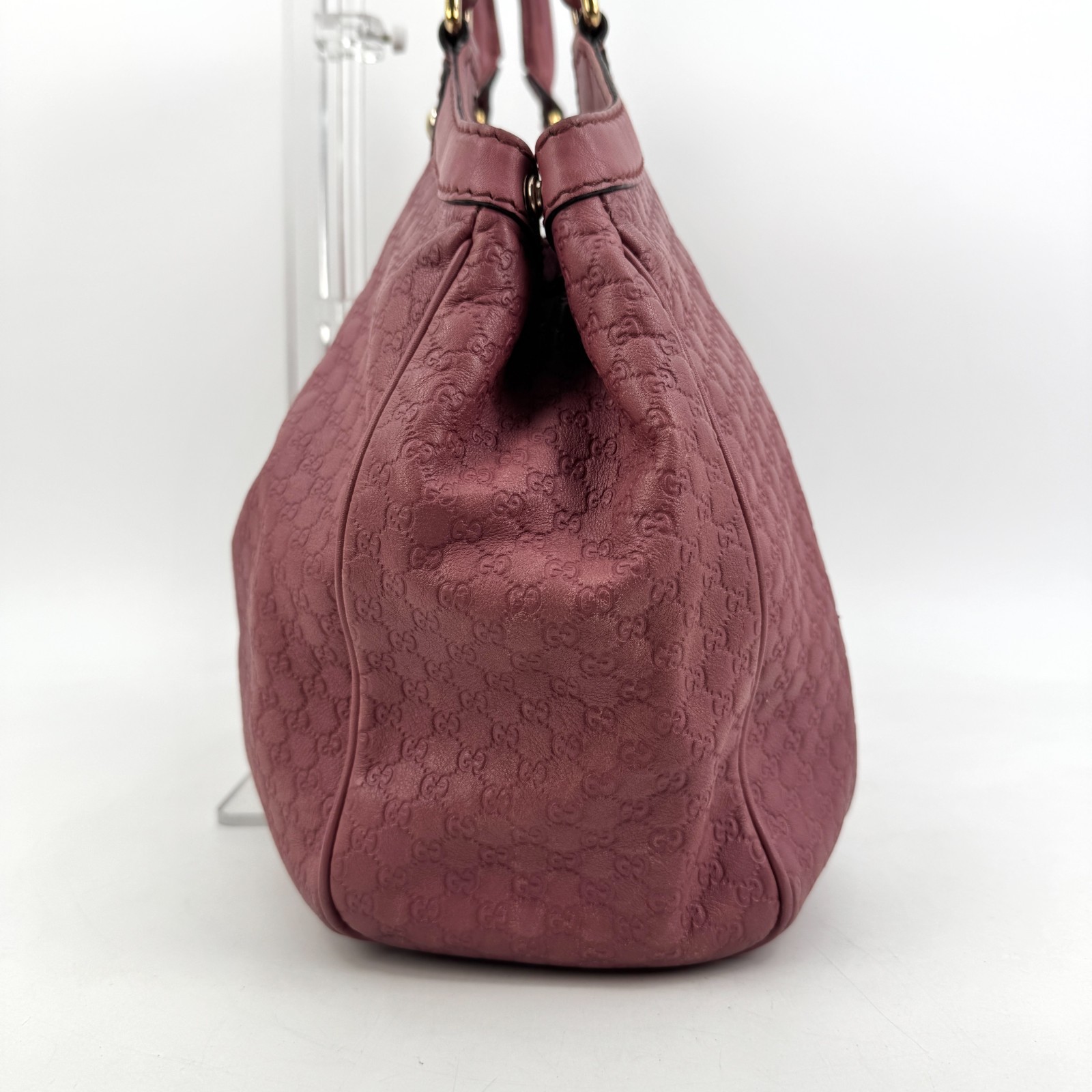Gucci Shoulder Bag Sukey Leather Shima Micro GG Pink Authentic 420T0450