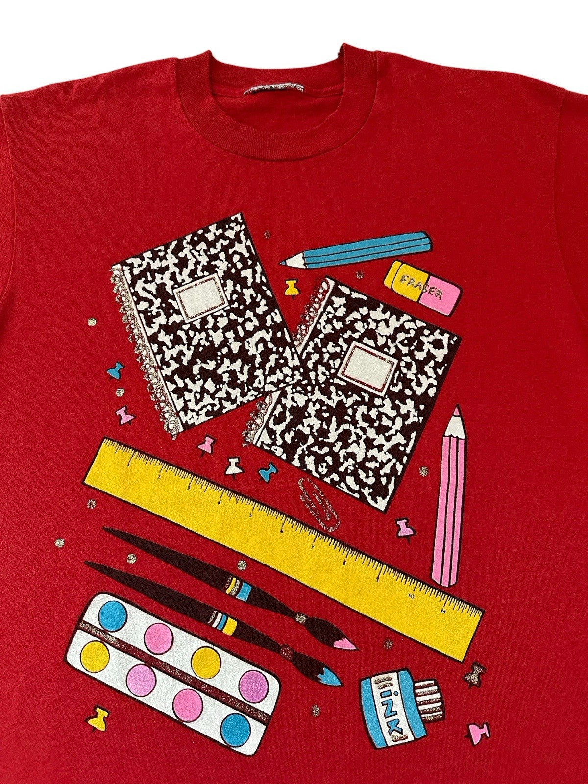 Vintage School T Shirt Men’s Medium Red Homework Art Class 90’s