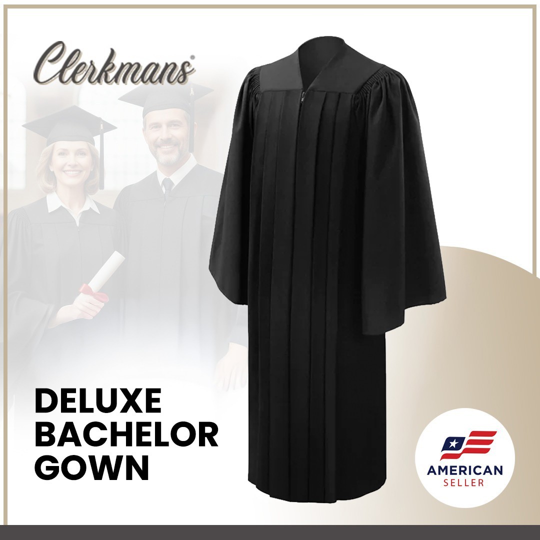 Deluxe Black Bachelors Graduation Gown – Academic Regalia