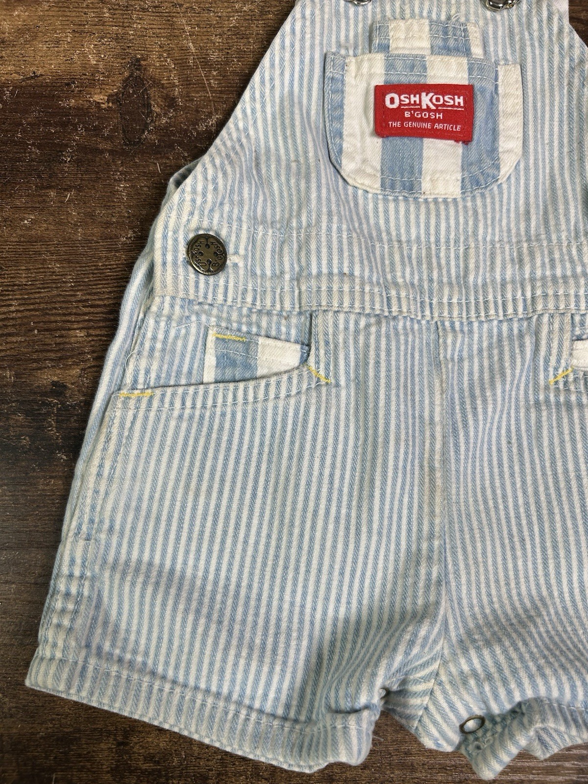OSHKOSH B’gosh Blue White Striped Overall Shorts Size 12 months