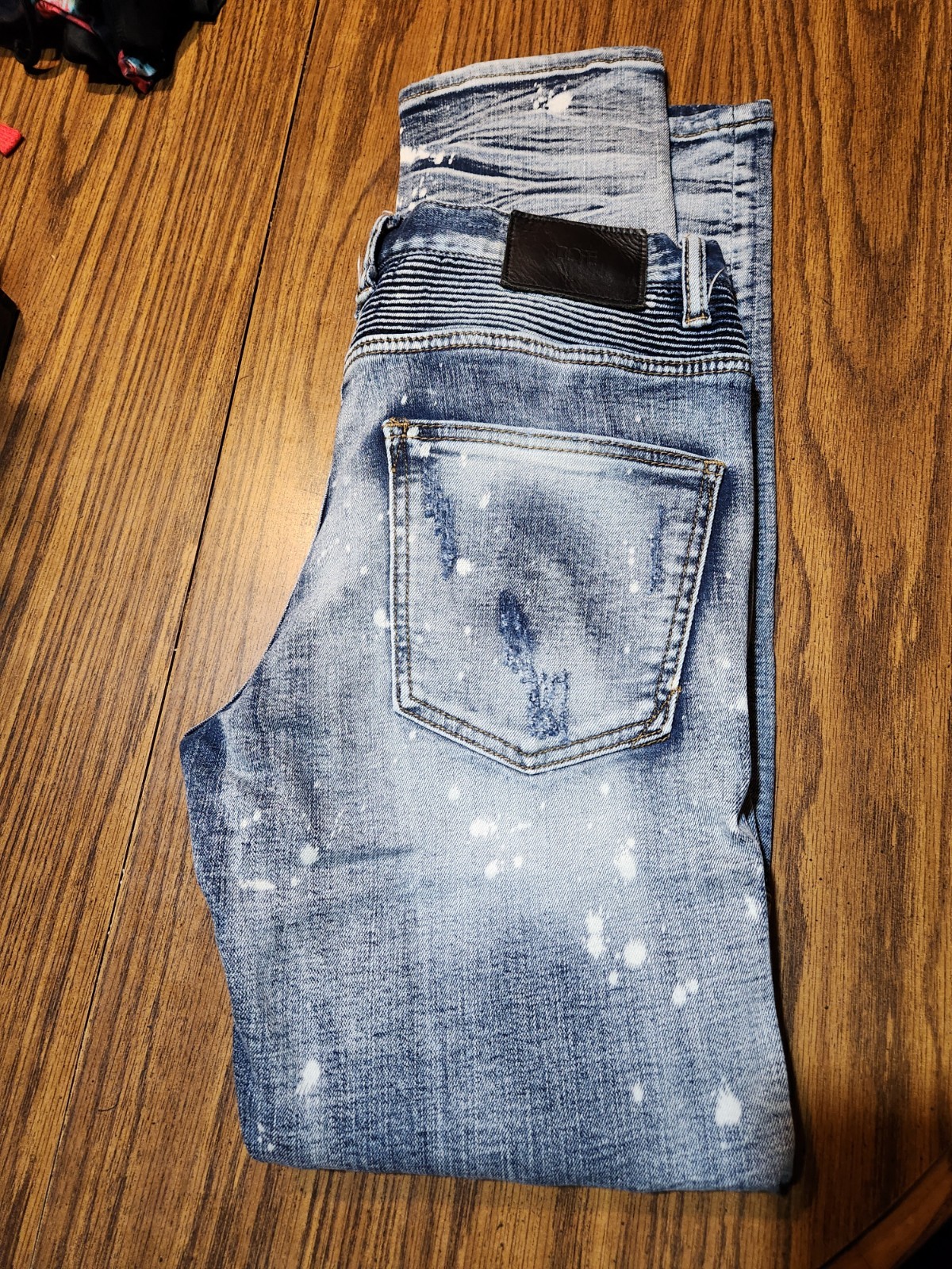 Dope Jeans Men’s Moto Destructed Button Fly Acid Wash Size 30