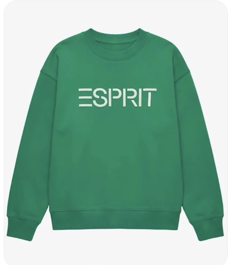Costco ESPRIT – Size MEDIUM – Green Crewneck Fleece Sweatshirt Retro 80s Viral