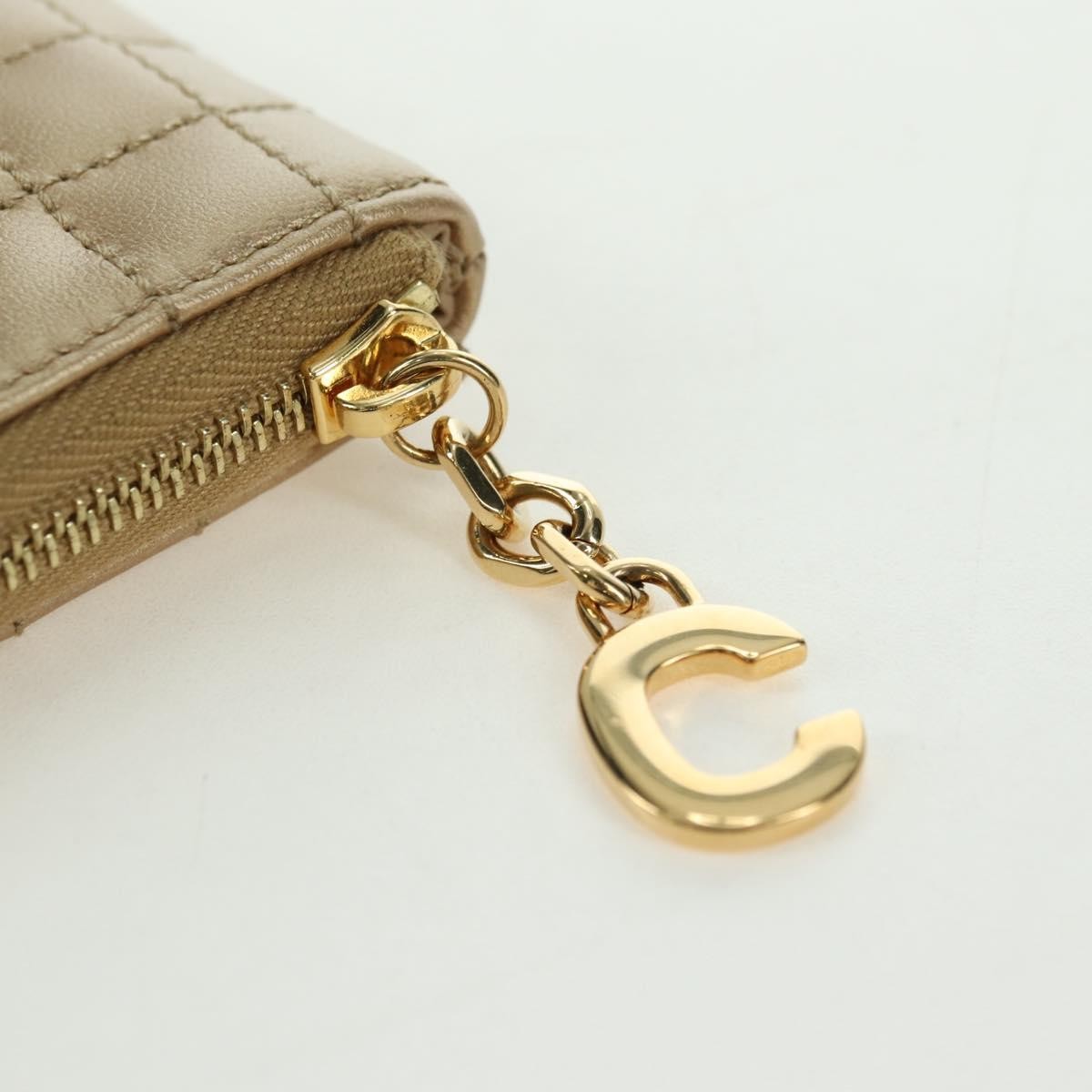 CELINE C Charm Coin Purse Leather Gold Auth am11616V