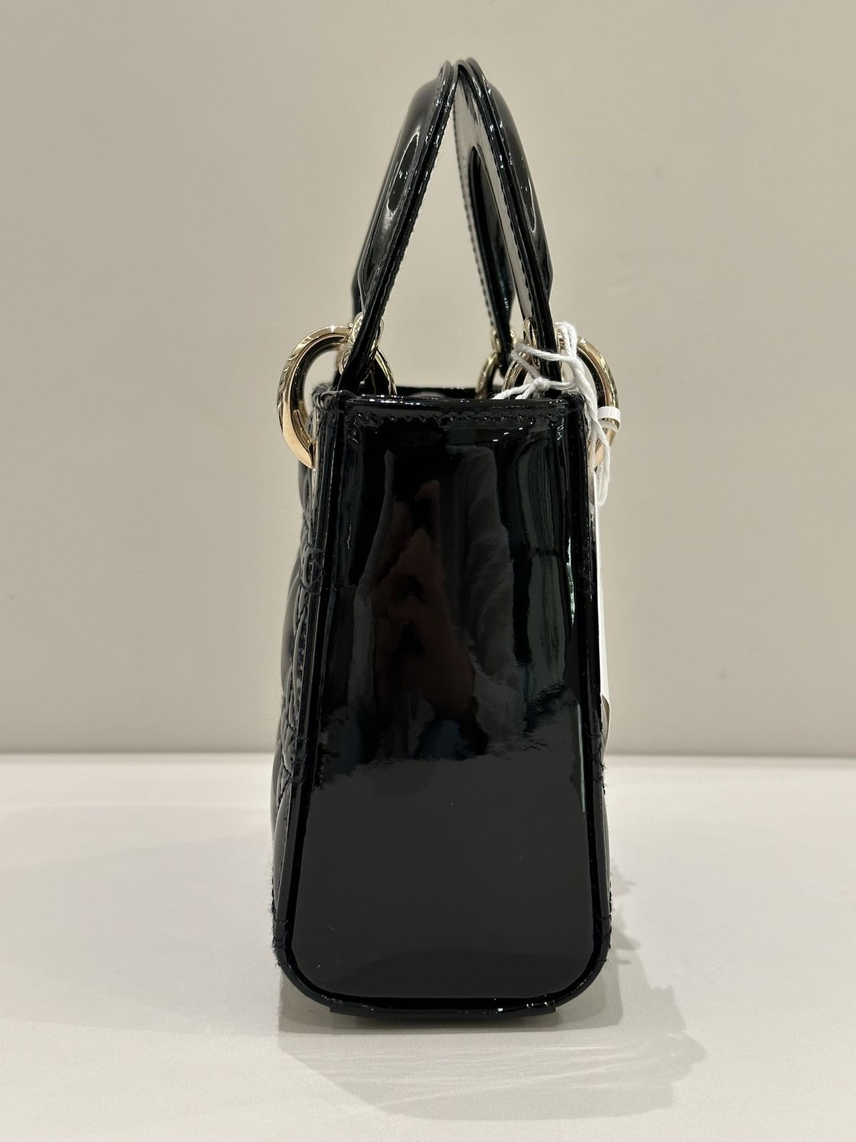 Dior Lady Dior 3-Grid Black Patent Leather Gold Chain Bag Duty Paid