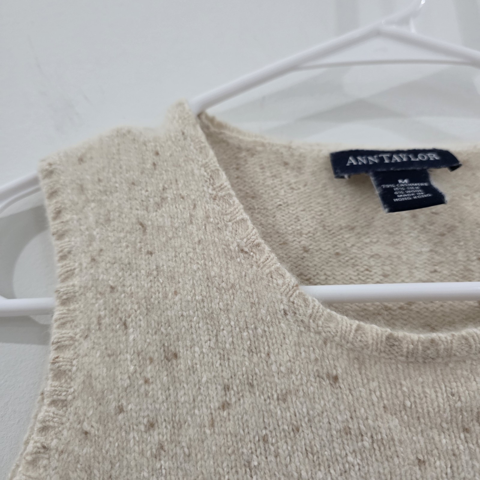 Womens Cashmere Silk Wool Sweater Vest Size Medium Granola Cream Academia