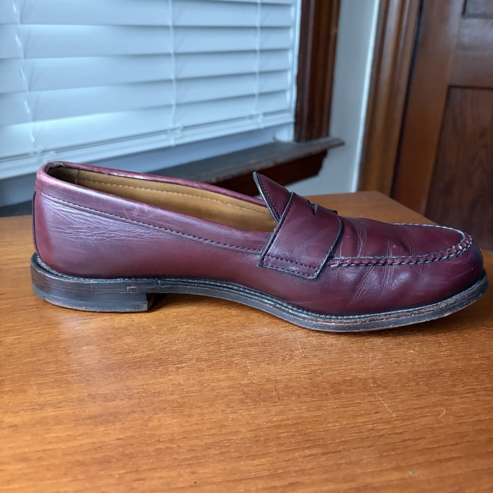 ALDEN 10.5D BURGUNDY CALF HANDSEWN LHS PENNY LOAFERS SHOES 984 10.5 D
