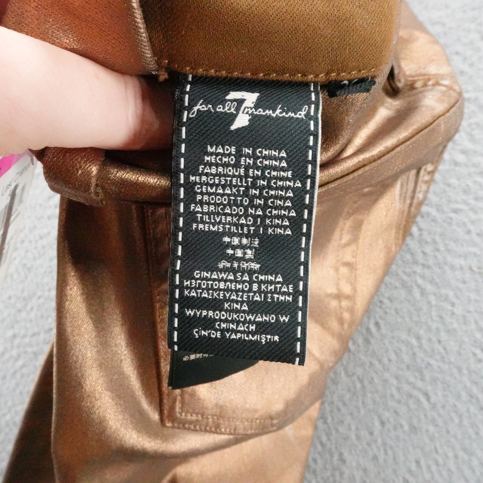 7 For All Mankind Womens Metallic Bronze Coated Skinny Jeans Size 26 NEW
