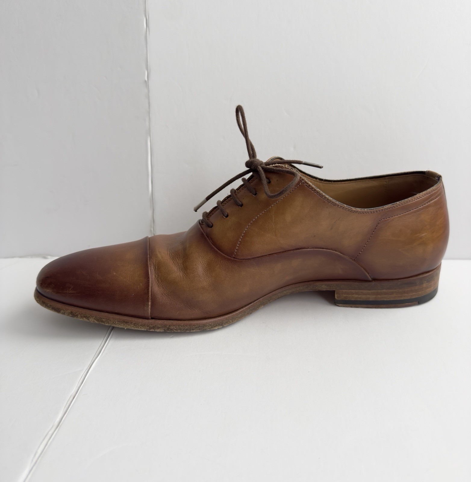 Magnanni Segovia Curri Brown Cap Toe Lace Up Oxford Shoes Sz 8M US 23192 Burnish