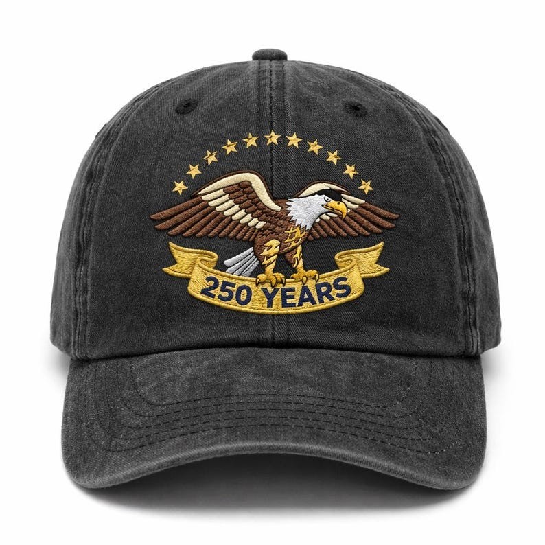 USA 250th Anniversary Hat Cap Eagle 1776 2026 Embroidered Navy Blue Black