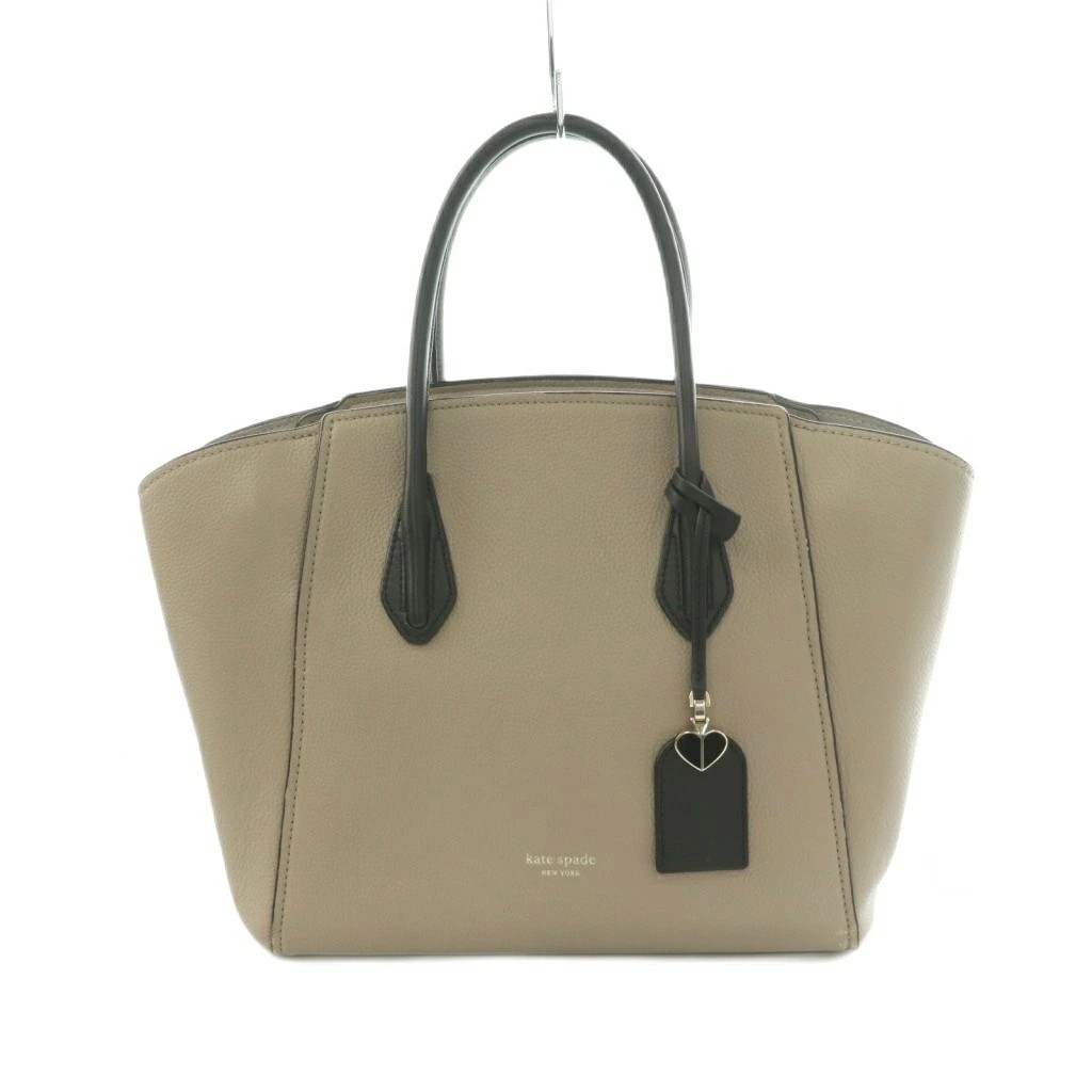 Used Kate Spade Grace Medium Satchel Handbag Leather Two Tone Color Greige Black