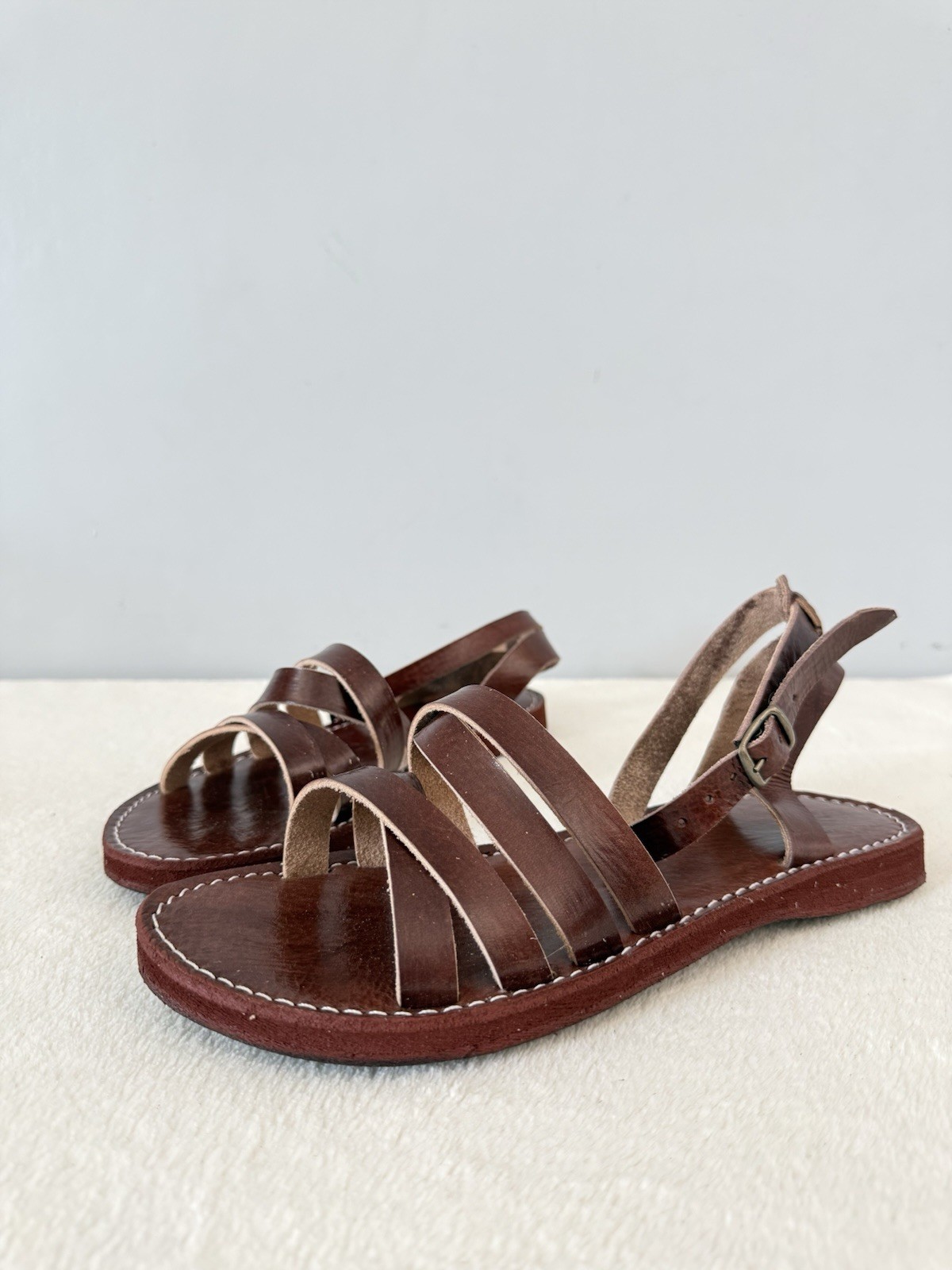 Handcrafted Genuine Leather Women’s Sandals – Four-Strap Brown | 100% Handmade