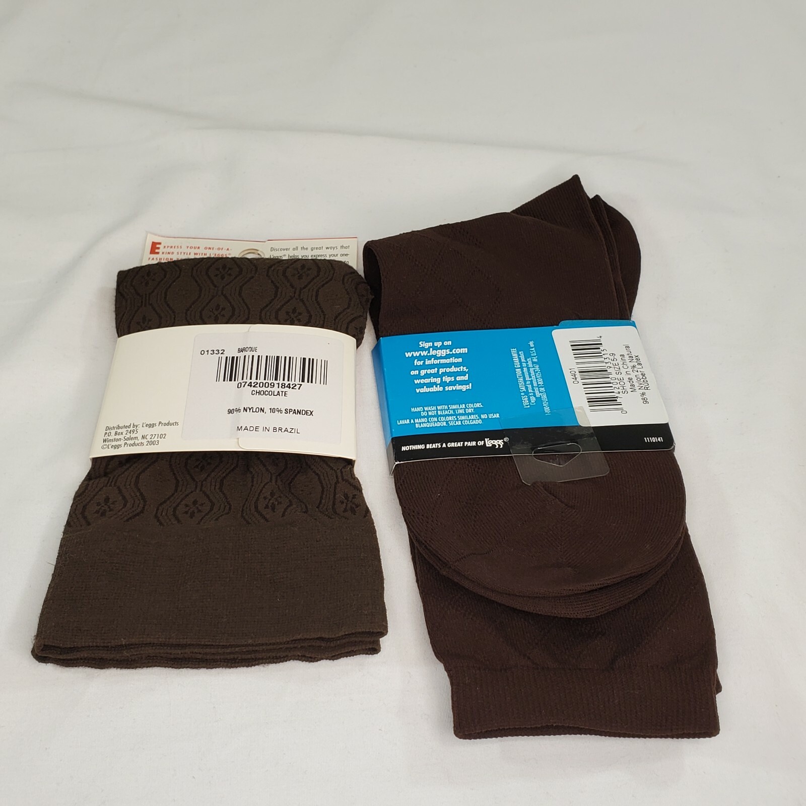2 Pair L’eggs Ladies Trouser Knee-Hi Socks Shoe Sz 5-9 Brown Solid Patterned New