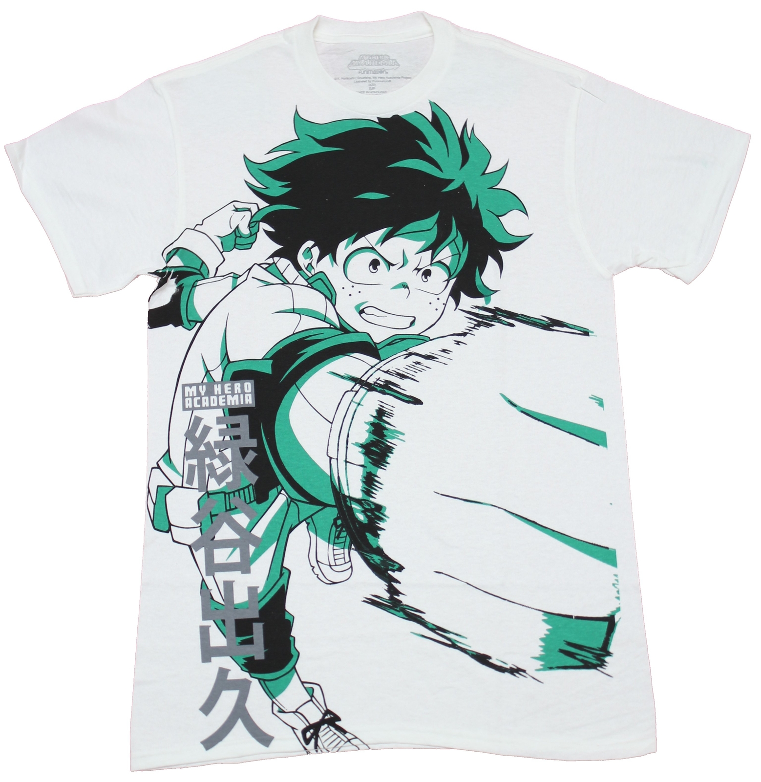 My Hero Academia Mens T-Shirt – Deku All Over Green Highlight Punch