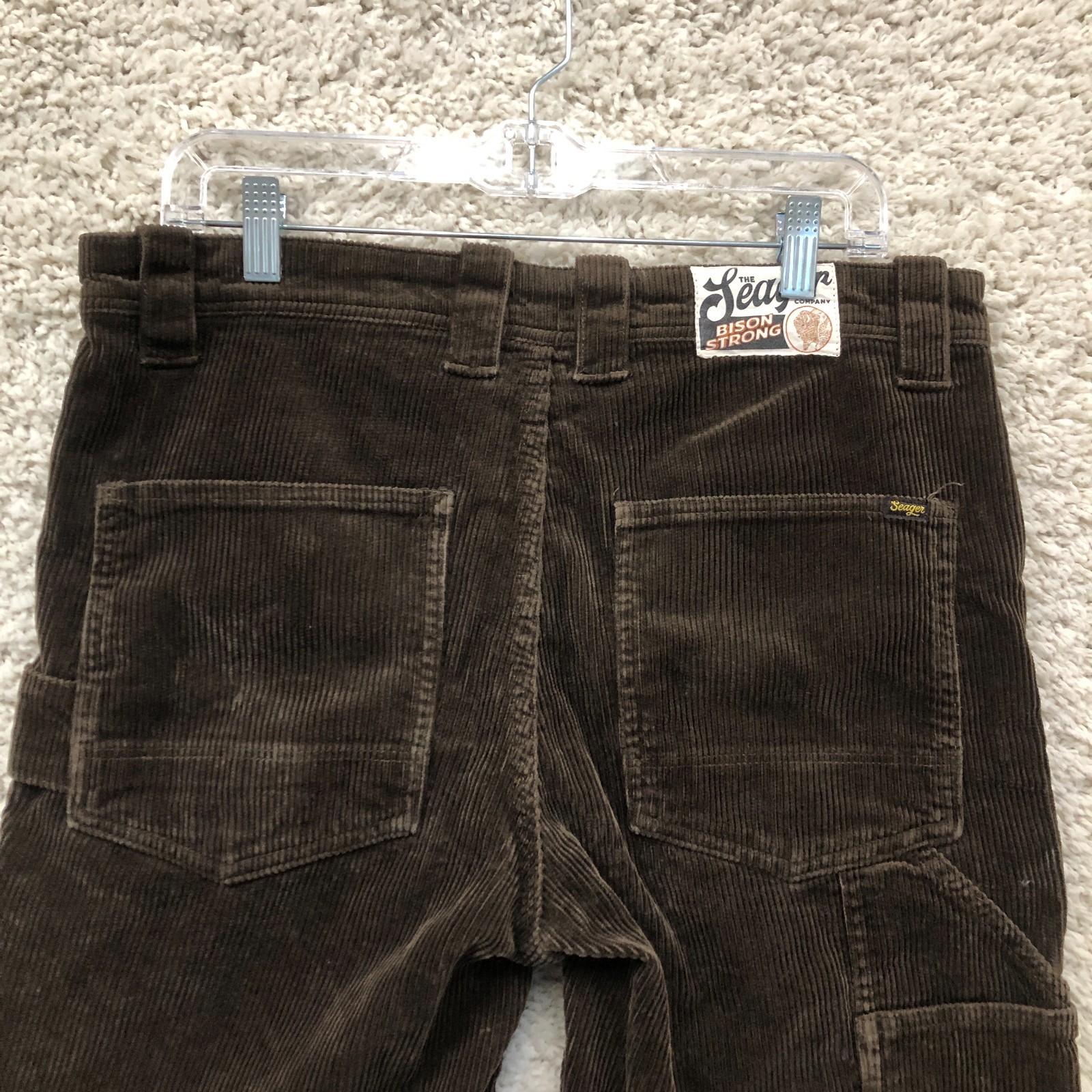 Seager Shorts 33 Mens Brown Bison Relaxed Fit Carpenter Corduroy Casual Workwear