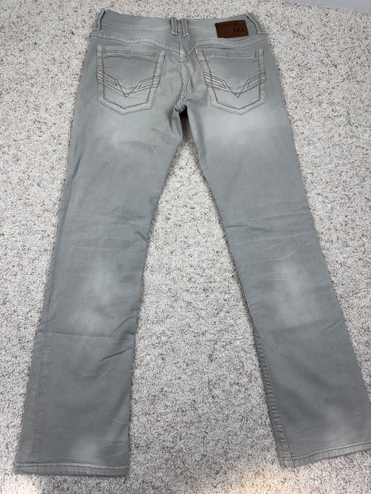 BKE Jeans Mens Aiden Straight Sz 30×32 Buckle Denim Pants Gray Thick Stitch