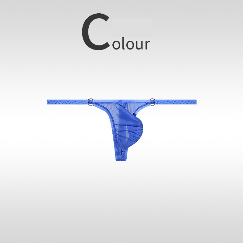 Men’s Ultra-thin Ice Silk Transparent Underwear Thongs Low-rise Pouch Underpants