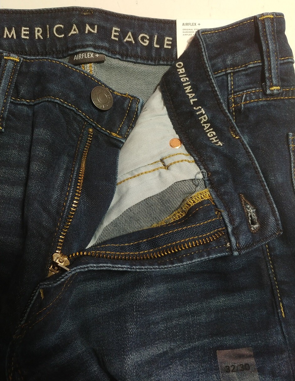 NWT American Eagle Men’s AirFlex+ Original Straight Darkness Jeans【34 x 34】G249