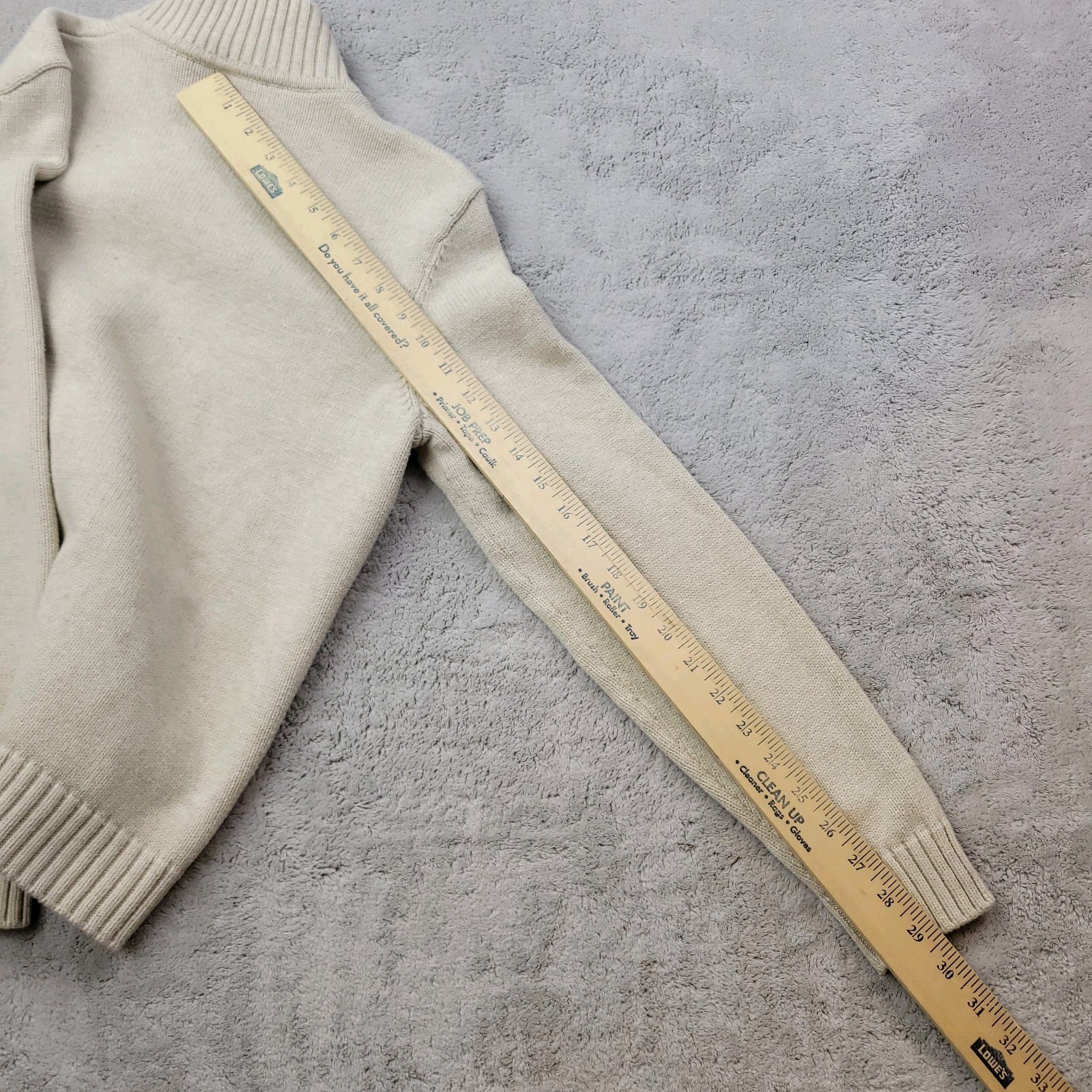 Lauren Ralph Lauren Full Zip Cardigan Sweater Womens Medium Beige Knit Pockets