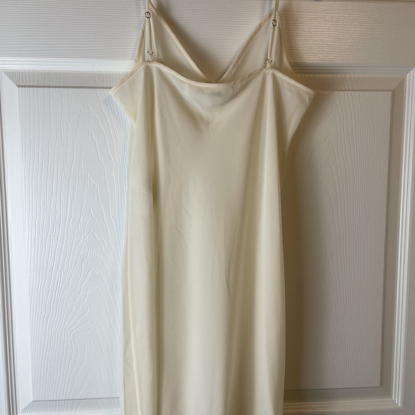 Diane Von Furstenburg Sheer Chemise Slip Dress Sz 4 Ivory V Neck
