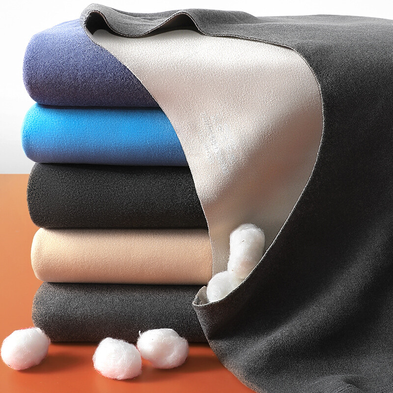 Fleece Lined Mens Thermal Underwear Set Base Layer Long Johns V-Neck Top&Bottom