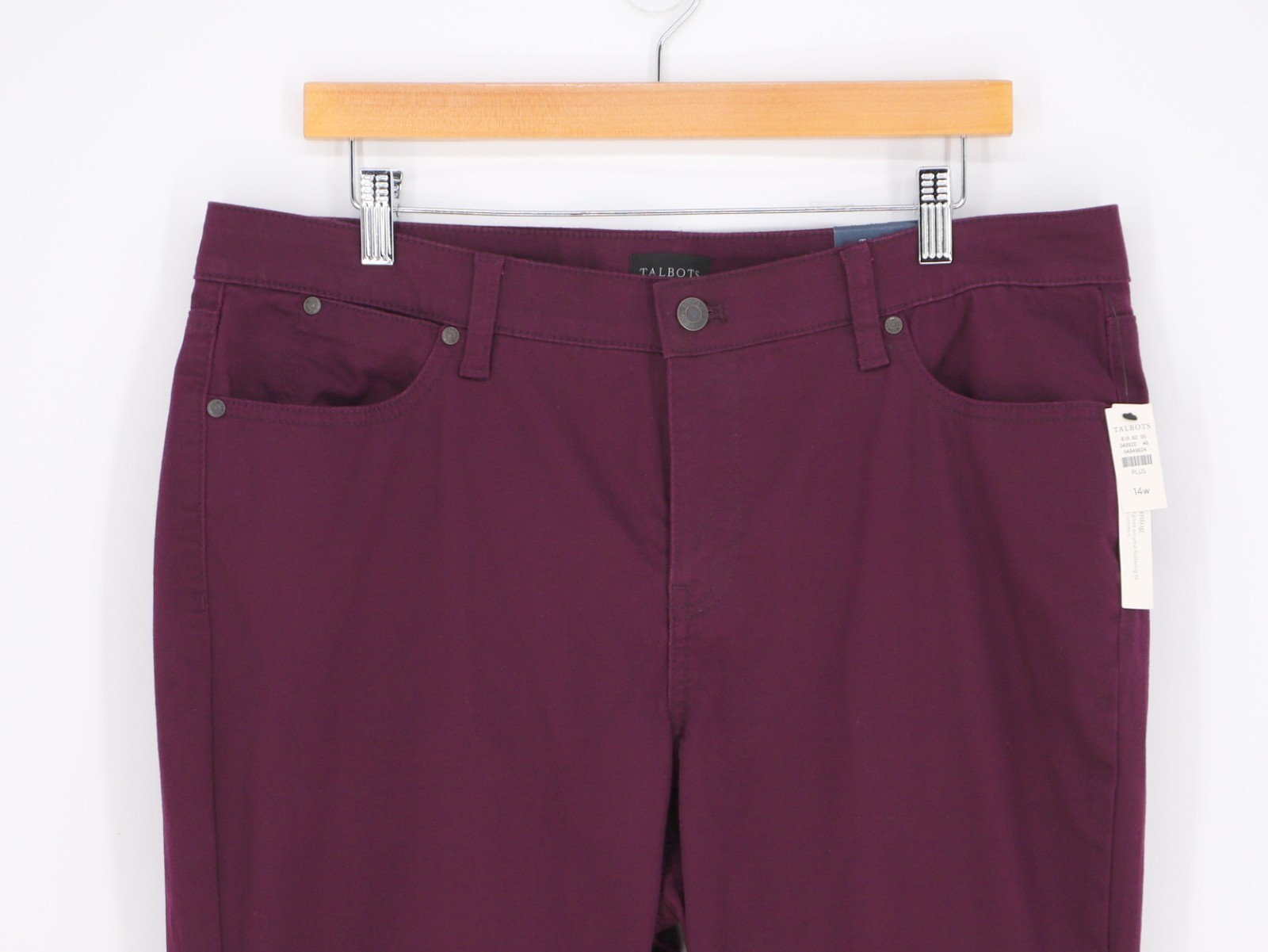 NWT TALBOTS Slim Ankle Jeans Burgundy Size 14W