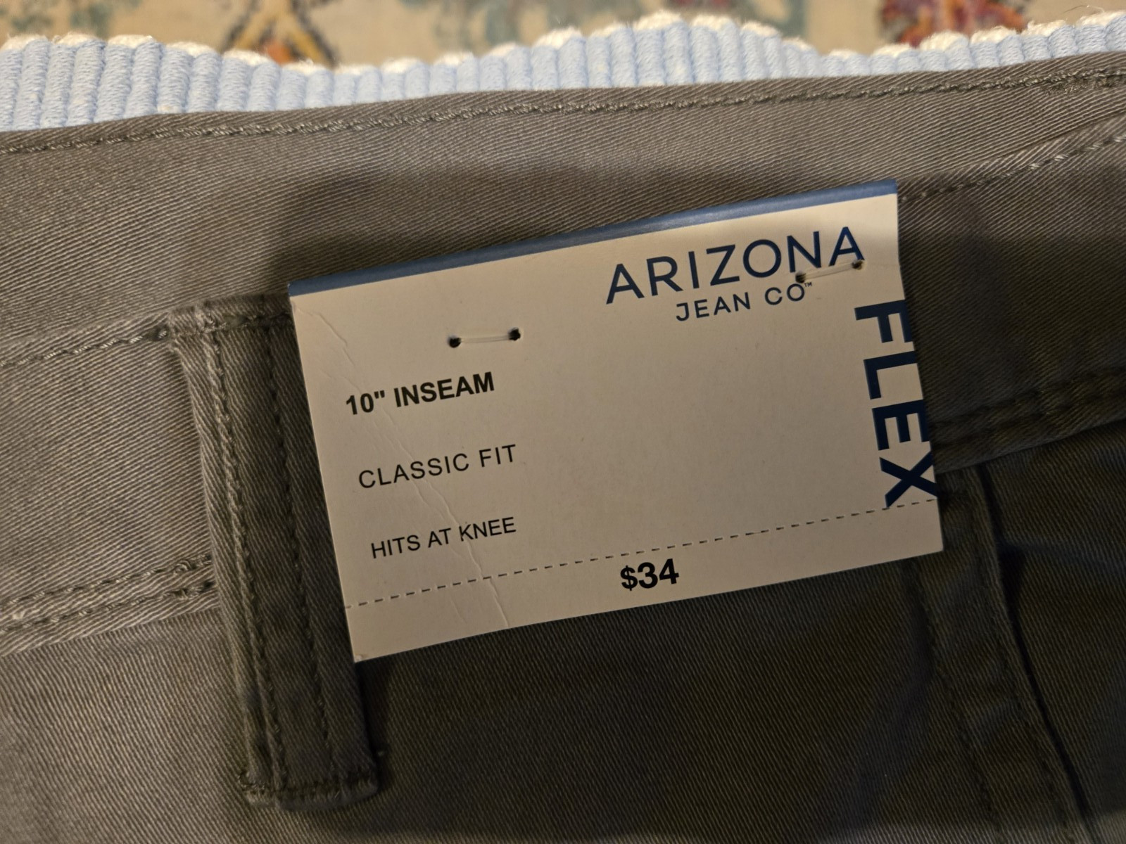 Arizona Jean Co Mens Grey Classic Fit Flex Shorts Size 36 NWT