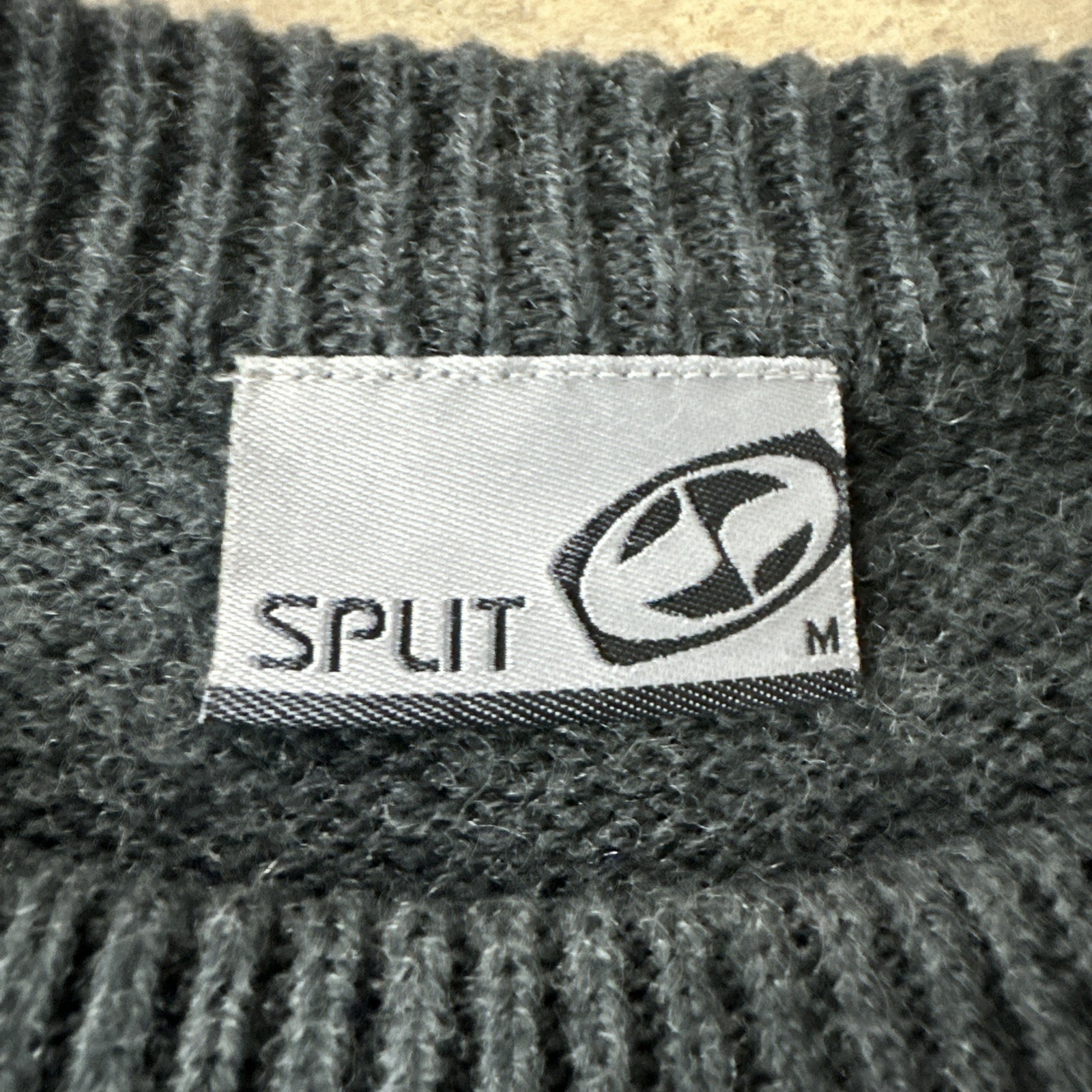 Vtg Split Skateboards Pullover Knit Sweater Y2K Men’s M Medium Gray Acrylic Wool