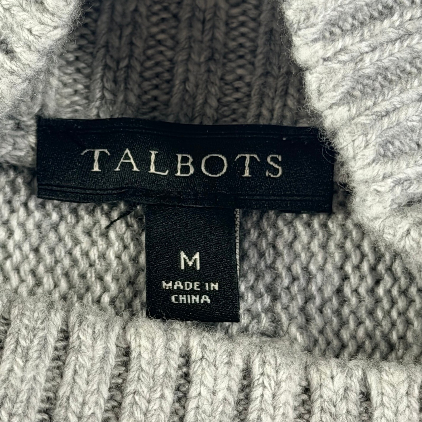 Talbots Poncho Sweater Womens M Gray Cable Knit Mock Neck Oversized Cottagcore