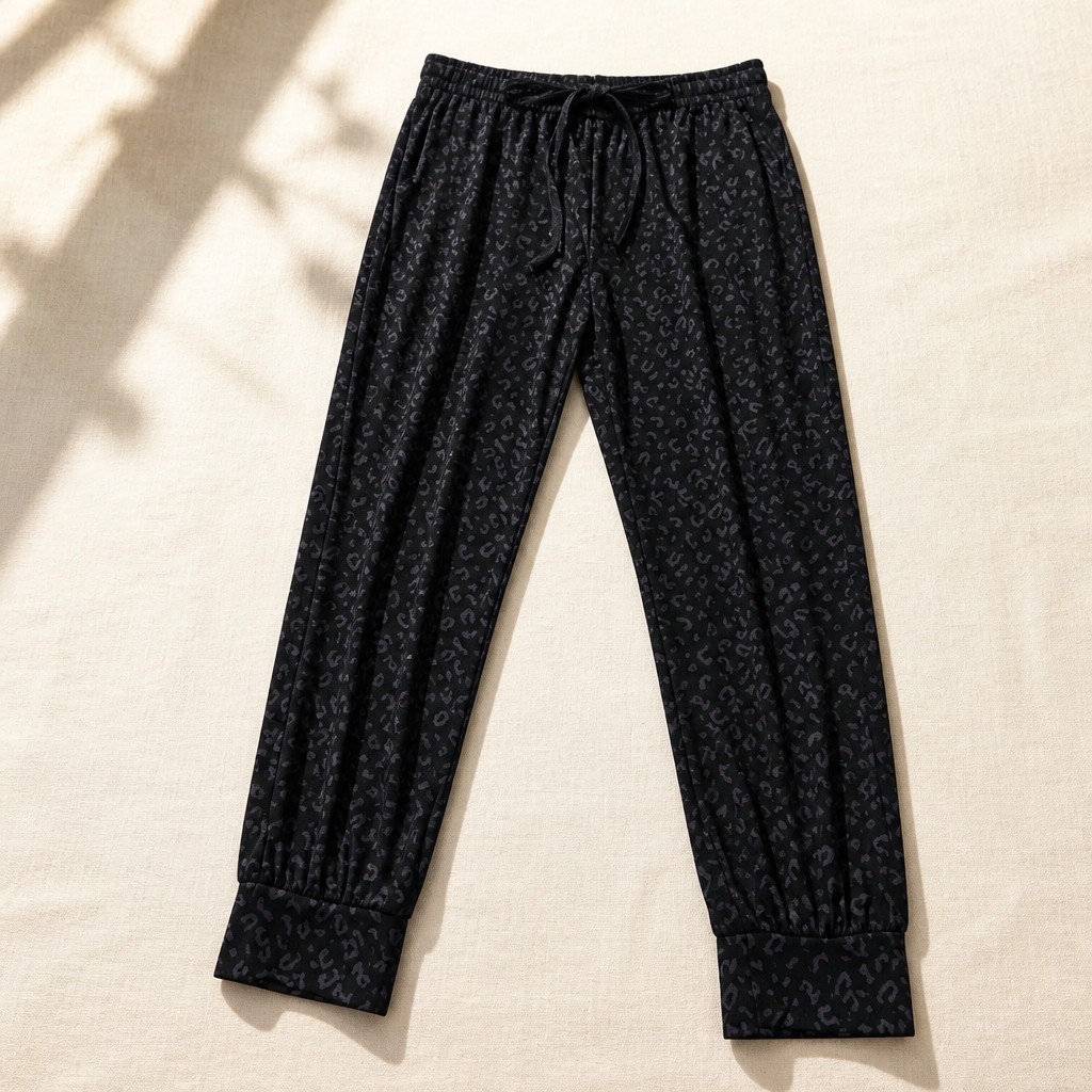 Black Leopard Print Lounge Pants