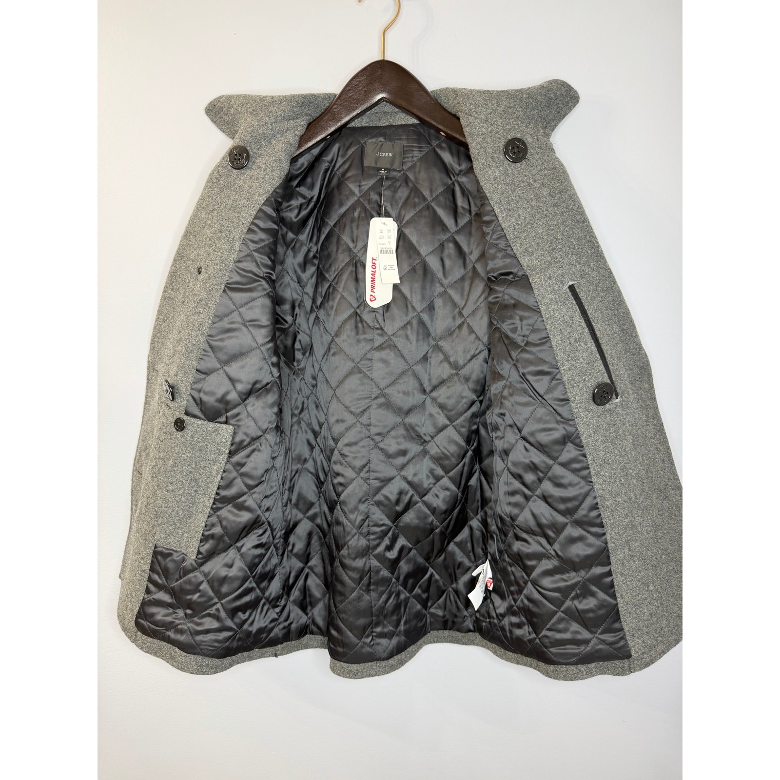 J Crew Dock Peacoat Jacket PrimaLoft Grey Men’s S New Classic Preppy