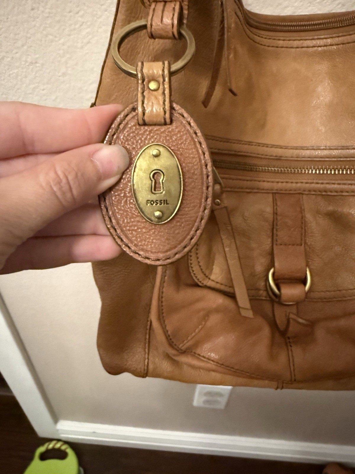 Fossil Long Live Vintage Brown Medium Crossbody Bag Zip, Adjustable Strap