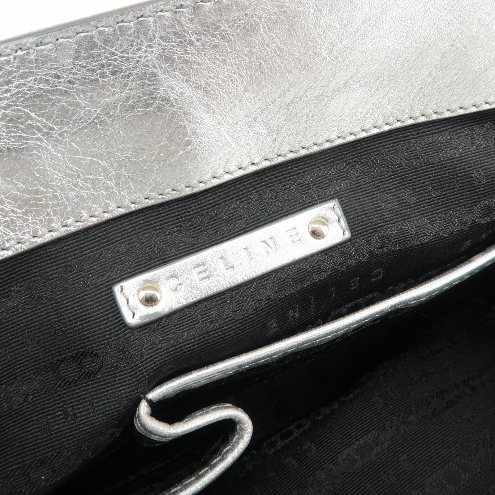 CELINE Leather Boogie Bag Hand Bag Tote Bag Silver Authentic Used F/S