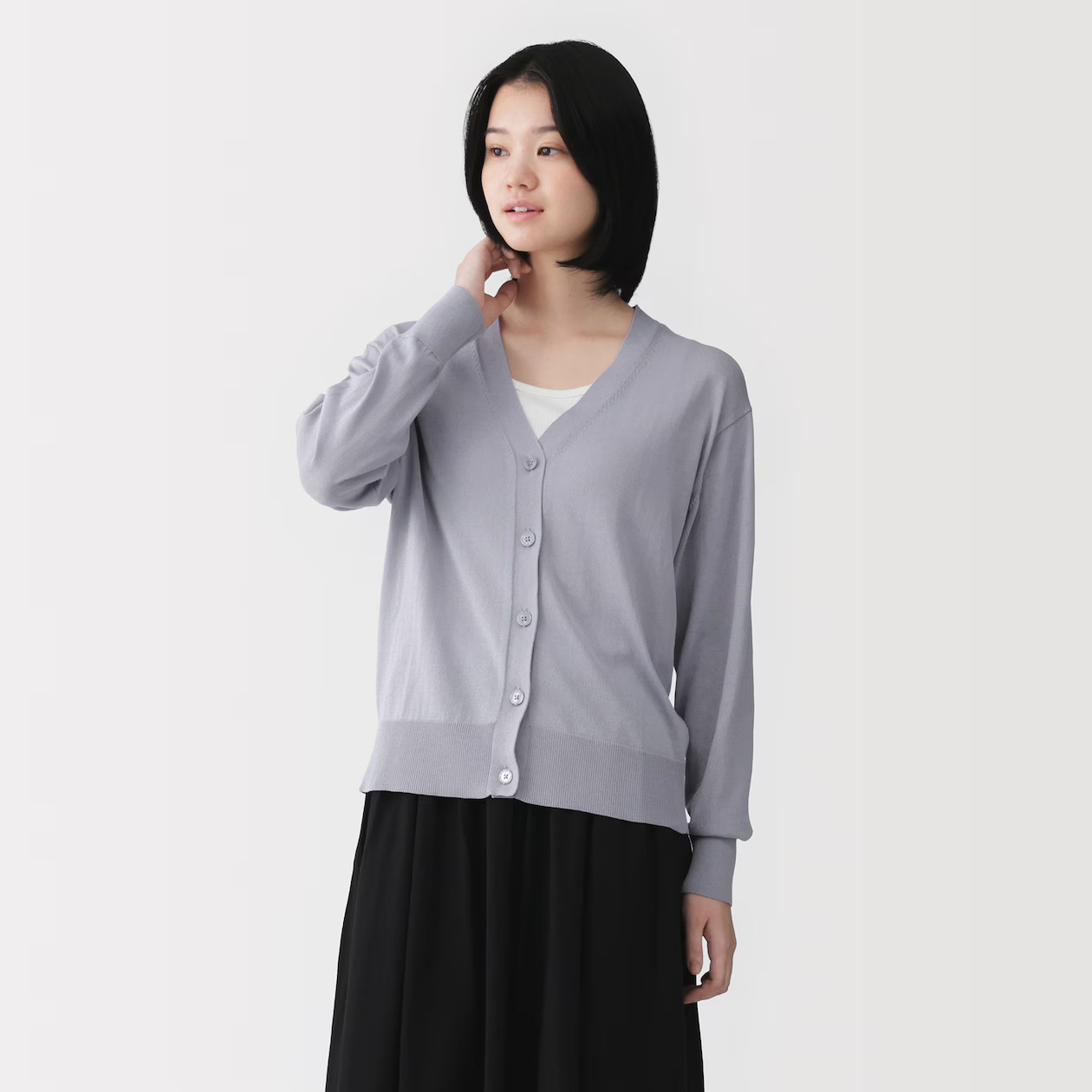 MUJI Womens UV Resistant V Neck Cardigan Lavender FedEx