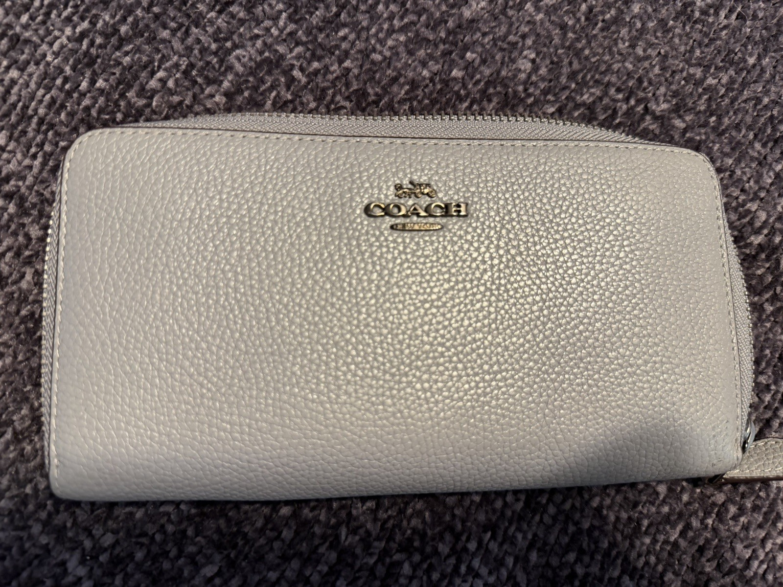 Coach Gray Zip-Around Wristlet Wallet for Women, Logo, Card Slots