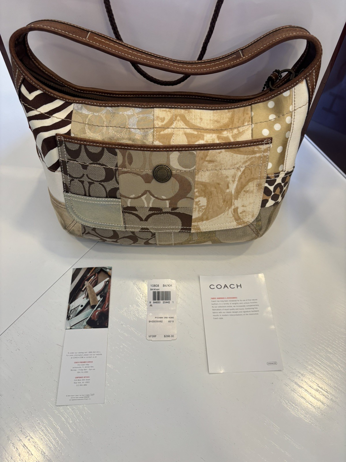 Vintage Coach Khaki Patchwork Ergo Hobo Bag 10808 and Medium Zip-Around Wallet