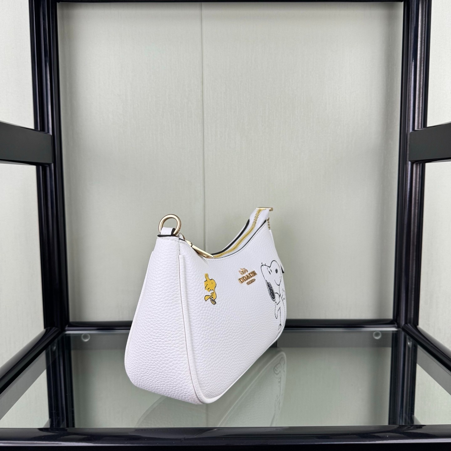 COACH CBJ76 Teri Shoulder Bag Leather PEANUTS Collaboration Snoopy Chalk Multi