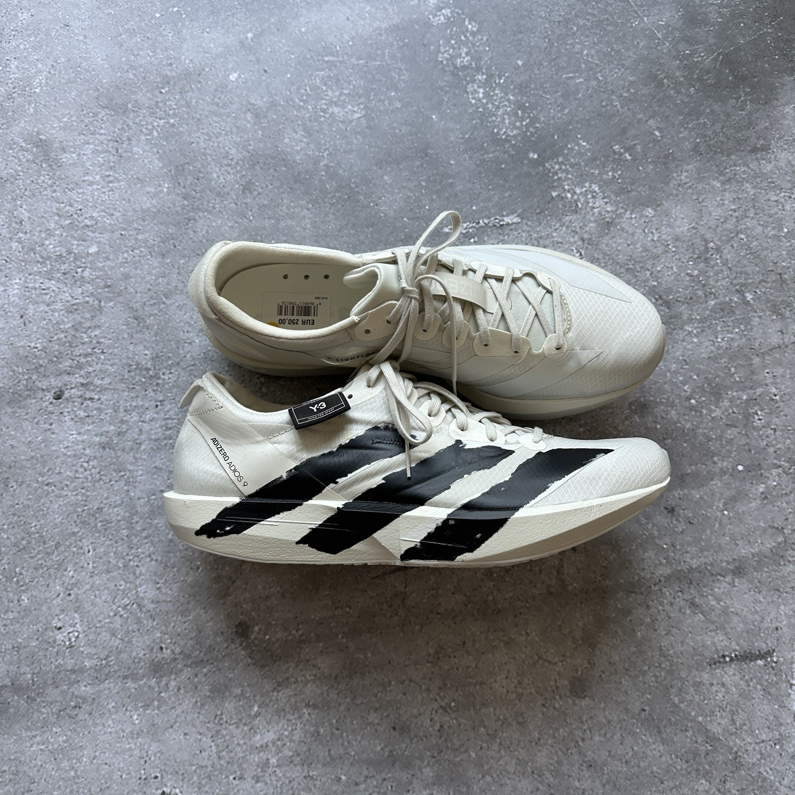 YOHJI YAMAMOTO Y-3 ADIZERO ADIOS 9 WHITE JR6653 RUN SIZE US 9.5 UK 9 EU 43 1/3