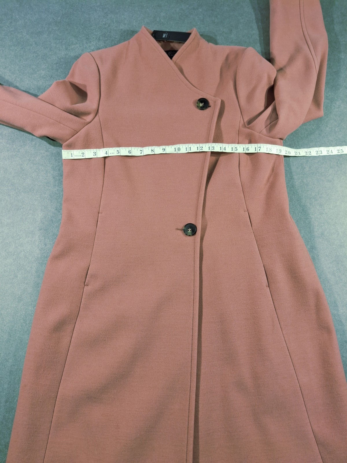 M&S Collection Car Coat Long Womens UK14 Pink Terracotta Button Casual BNWT