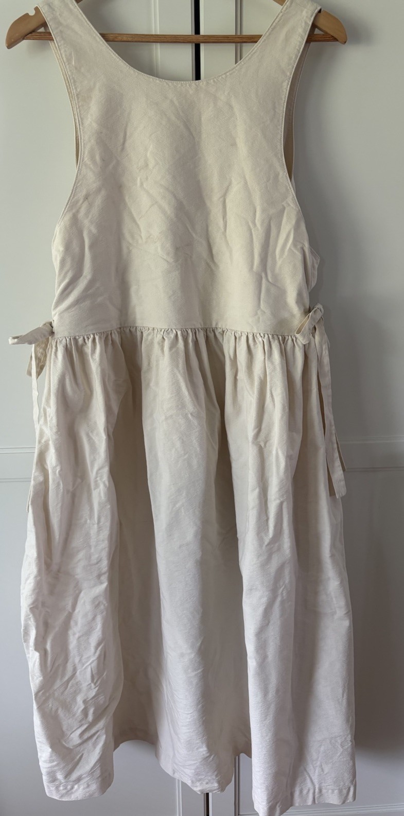 Hand Painted flour sack primitive prairie sleeveless dress school room Greta