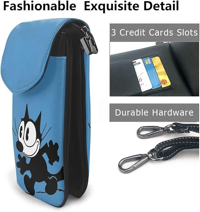 Felix the Cat Smartphone Pouch PU Leather Shoulder Bag 19cm x 12.5cm x 4cm