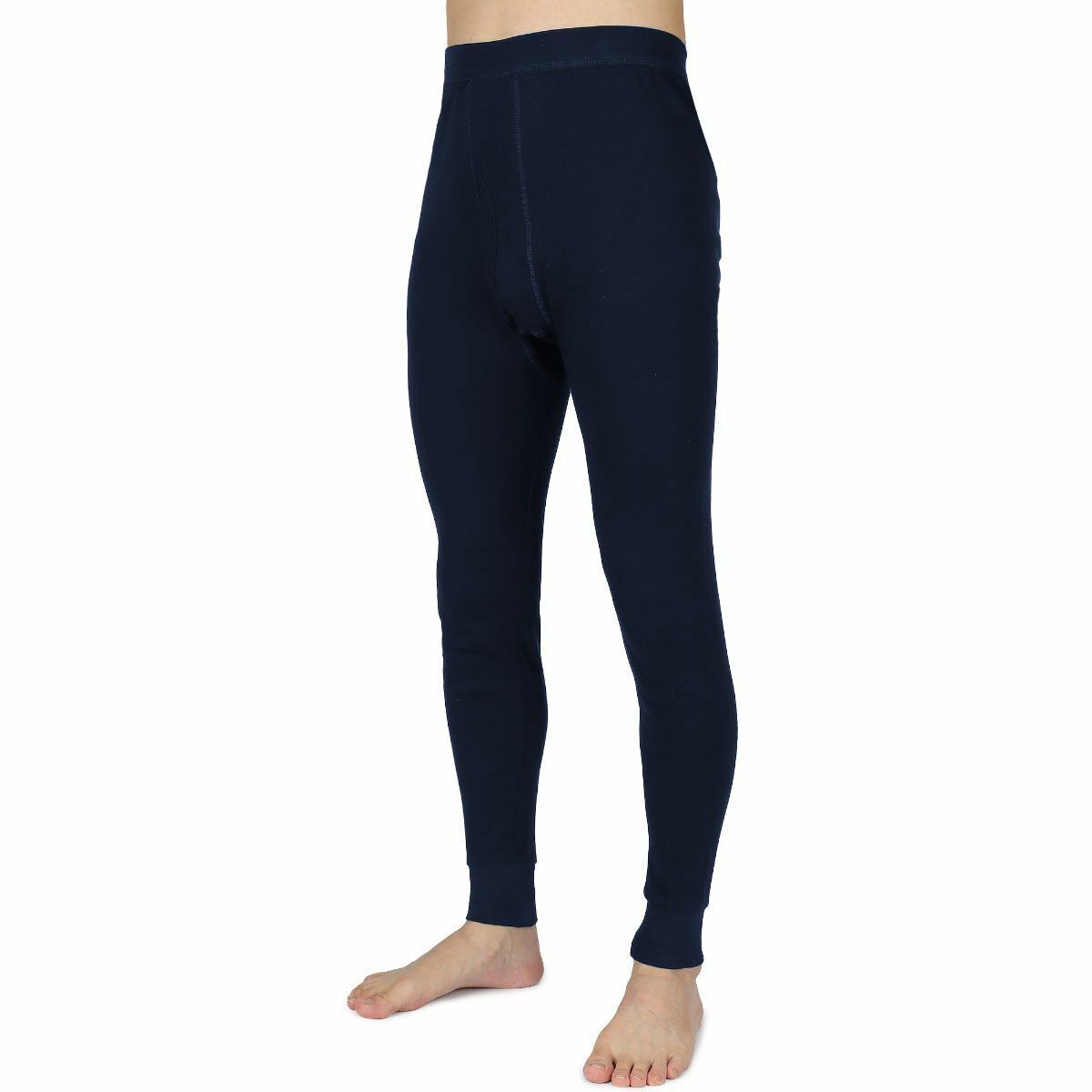 100% Cotton Long Johns Bottoms Men Fleece Lined Thermal Underwear Leggings Pants