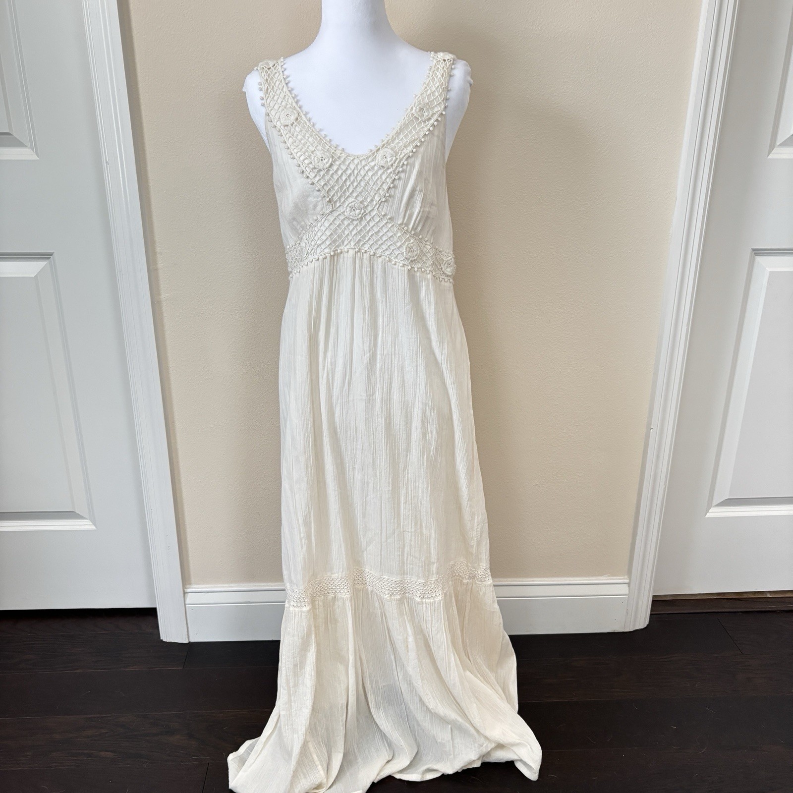 Style & Co Petite Med. Cotton Dress Beach Wedding Y2K Boho Grecian Goddess