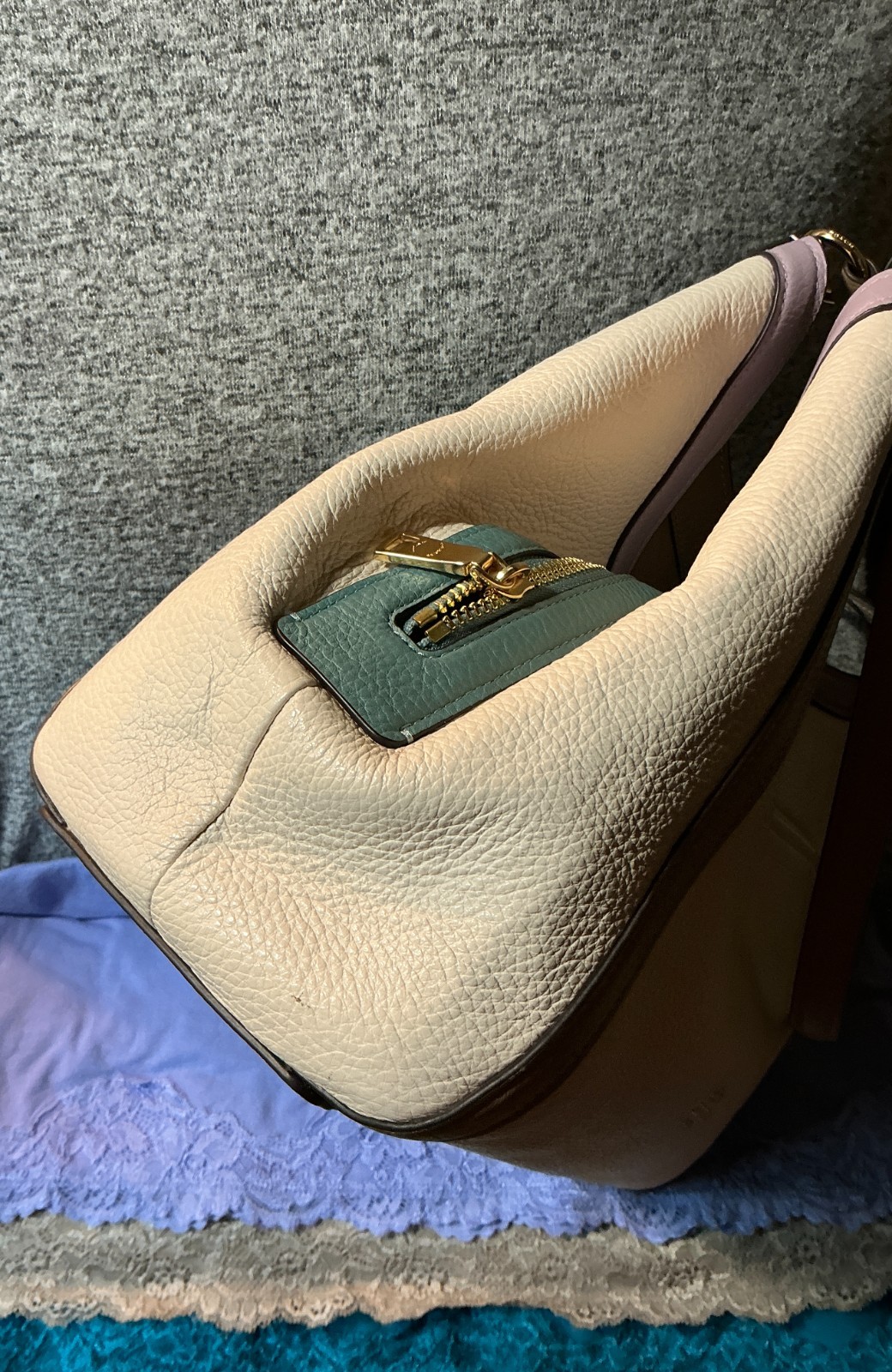 Coach Kristy Colorblock Pebble Grain Leather Snap Zip Carryall Tote & Satchel