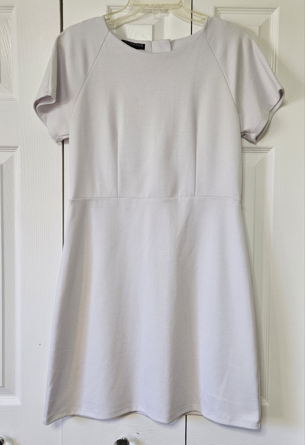 Covington Petites MP White Solid Crew Neck Short Sleeve Dress