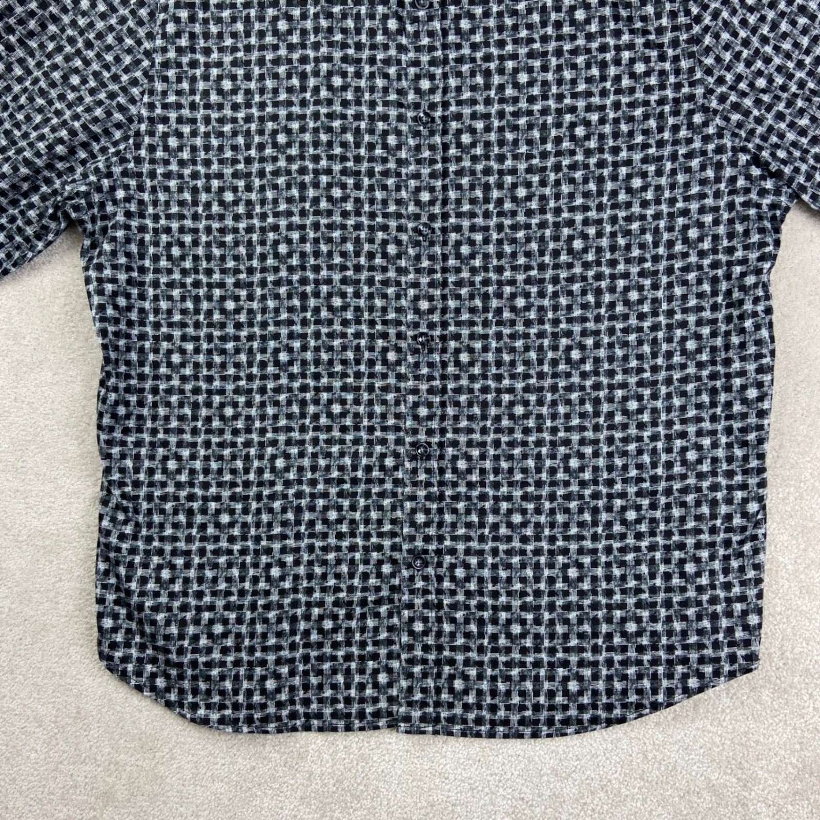 Robert Graham Button Down Shirt Mens 3XL Black White Grid Tailored Fit