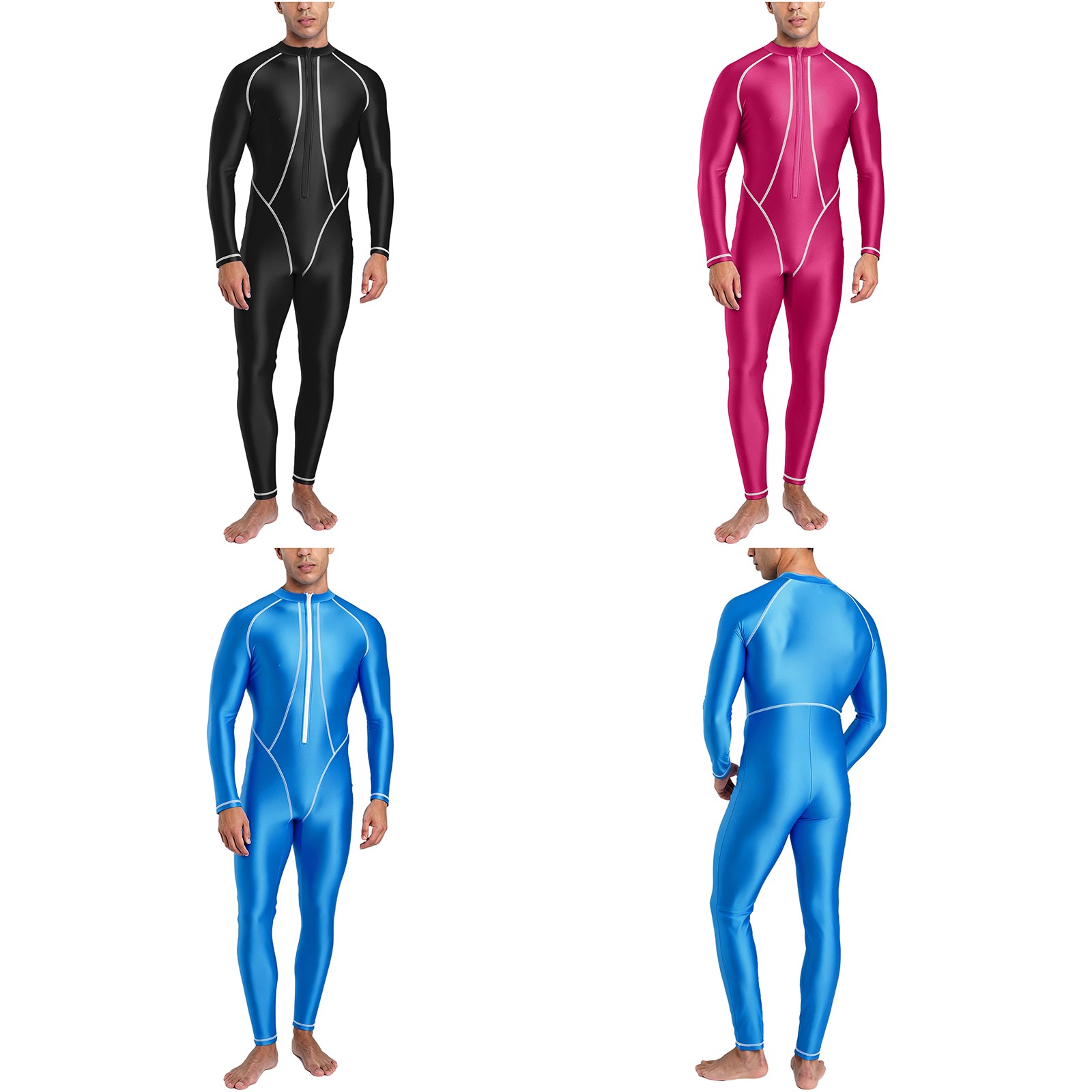 US Men Full-body Rash Guard Bathing Suit Long Sleeves Jumpsuit Swimwear Surfing