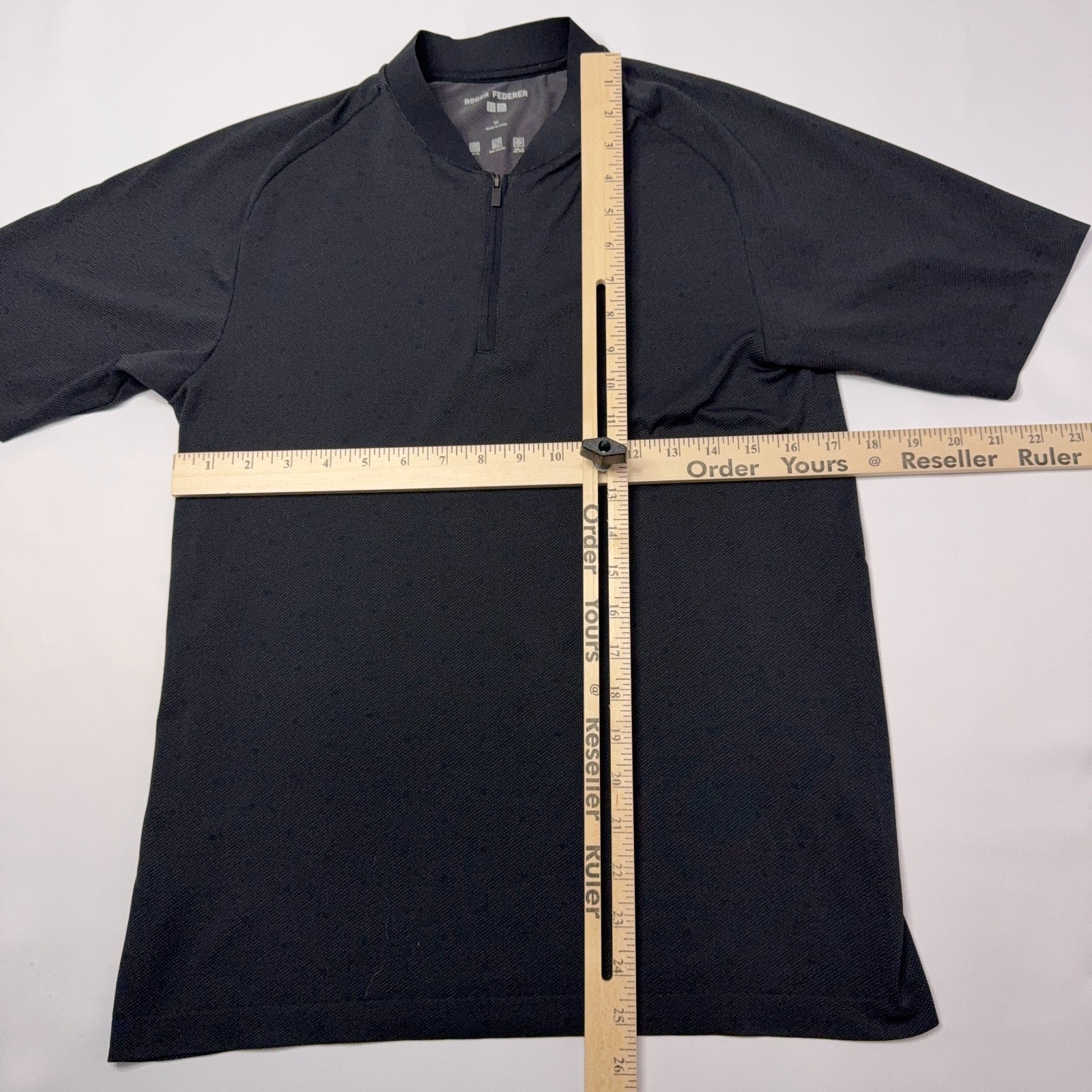 Roger Federer Uniqlo Dry-Ex 1/4 Zip Shirt Mens XS Black Tennis Dotted