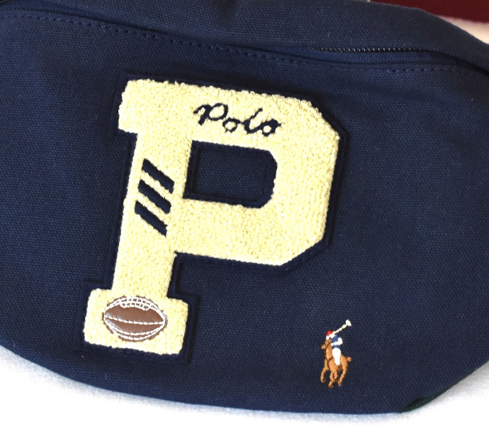 Polo Ralph Laure Unisex Letterman “P” Canvas Waistpack Fanny Pack NWT