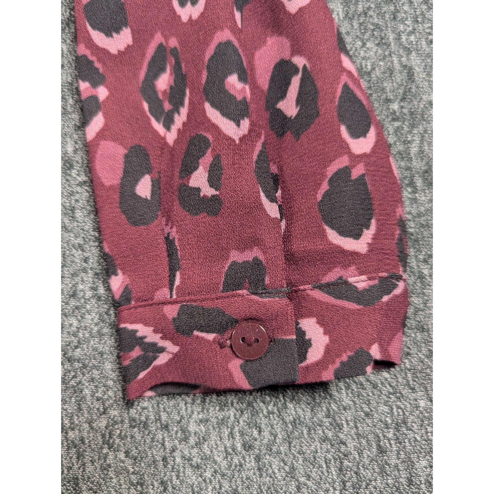 7 For All Mankind Womens Leopard Print Surplice Blouse Burgundy Pink Small