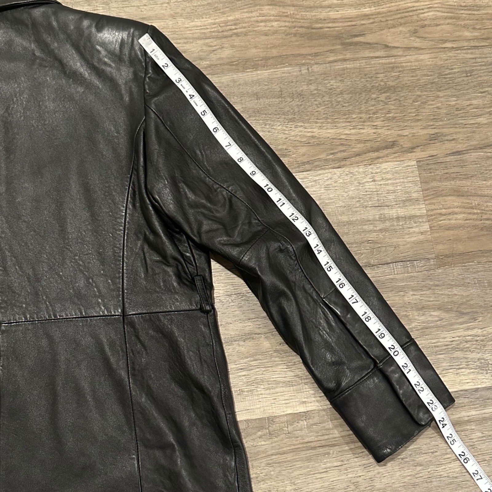 Kathy Ireland Black Genuine Leather Jacket Women M Vintage 90s Button Front